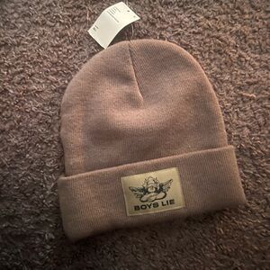 Boys Lie Tan Beanie with Logo Patch